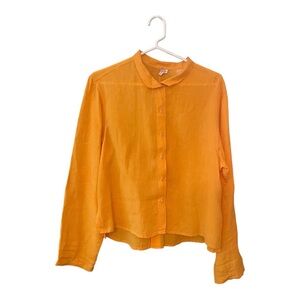 South Street Linen Sherbet Orange Button Down Shirt Blouse Top Medium/SSL Size 2